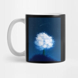 Nighttime Luminescent Glowing Tree Fantasy Scene - Beautiful Fireflies Anime Nature Mug